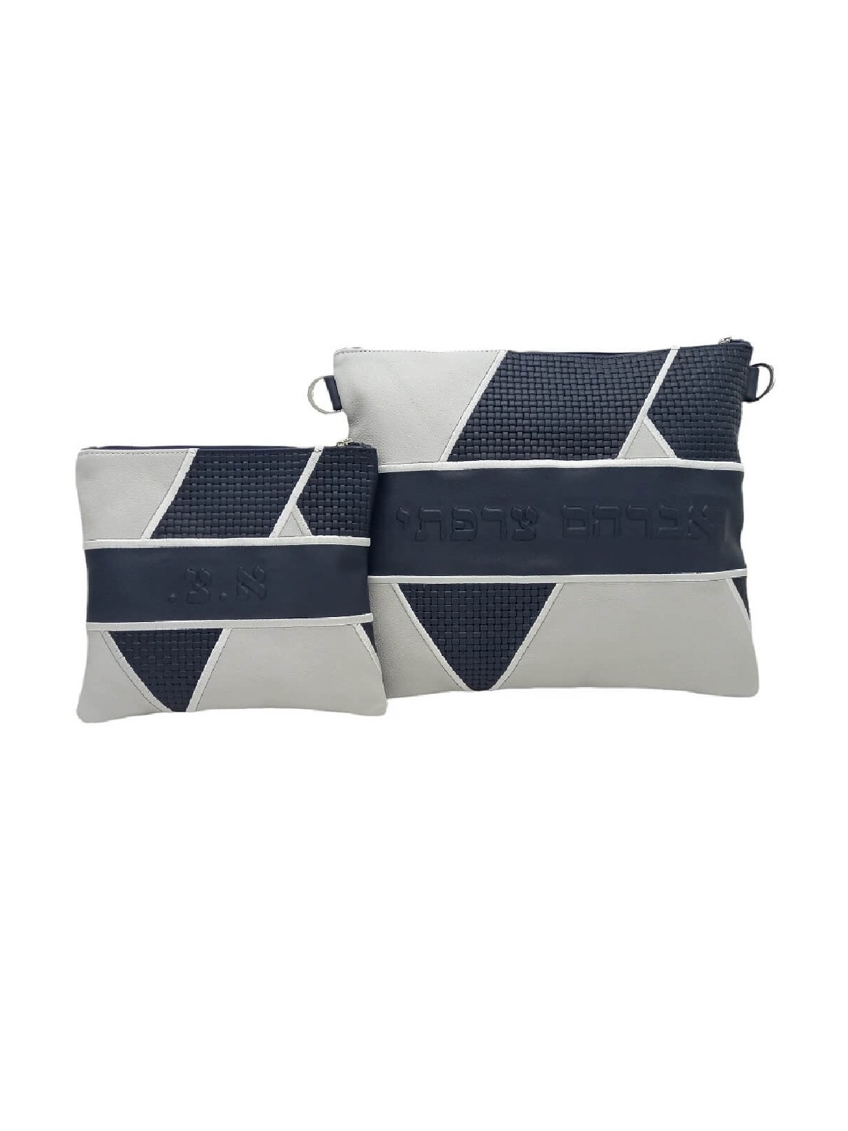Two Toned Multi-Textured Personalized Tallit & Tef | Tefillin & Access
